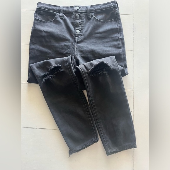 Madewell 10" High-Rise Roadtripper Jeans Button-Front Edition Black Size 28 - Picture 4 of 6